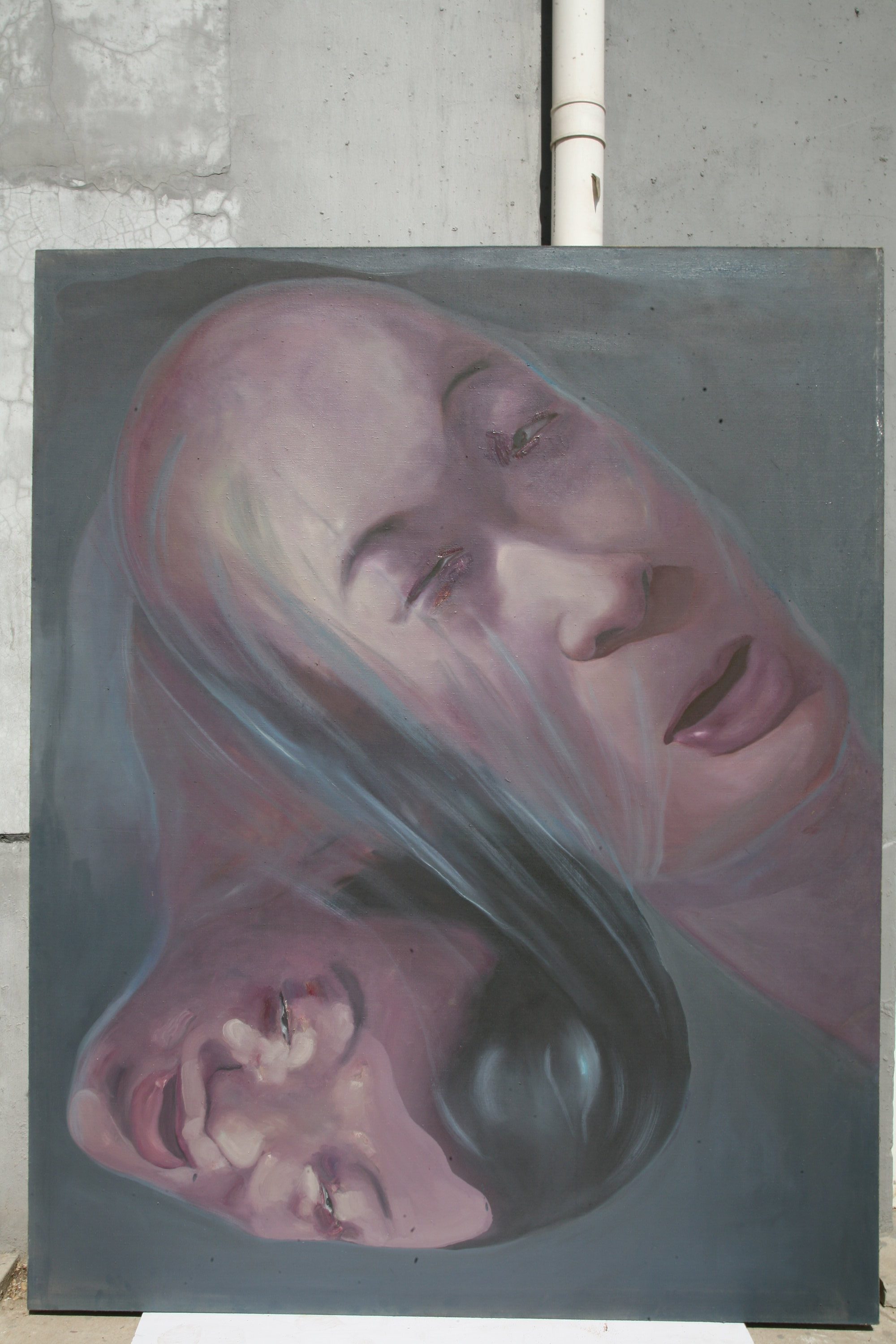 Dysphasia (two heads) Series, 220x175cm, oil on canvas, 1996