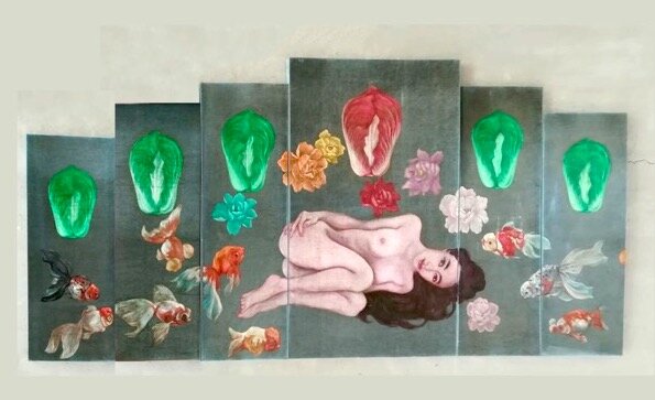 Our life is sweeter than honey, 175x300cm, oil on velvet, 1995-1996